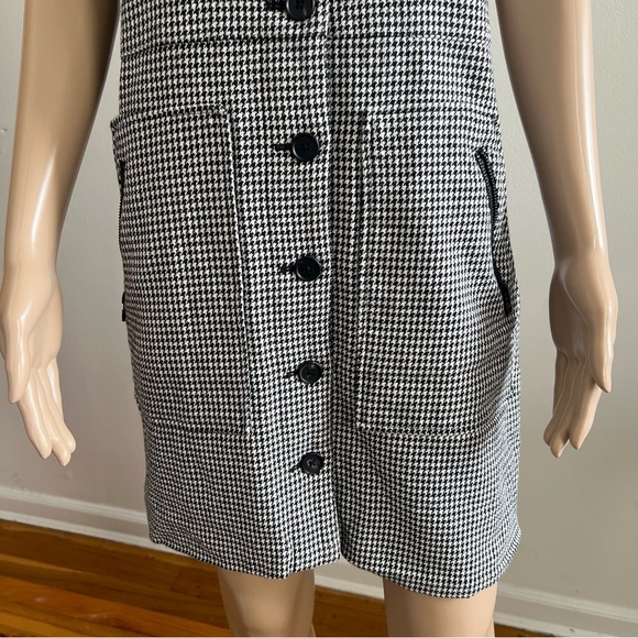 Veronica Beard Leigh Houndstooth Button-Front Mini Dress Black/White Size 12 - Picture 8 of 16